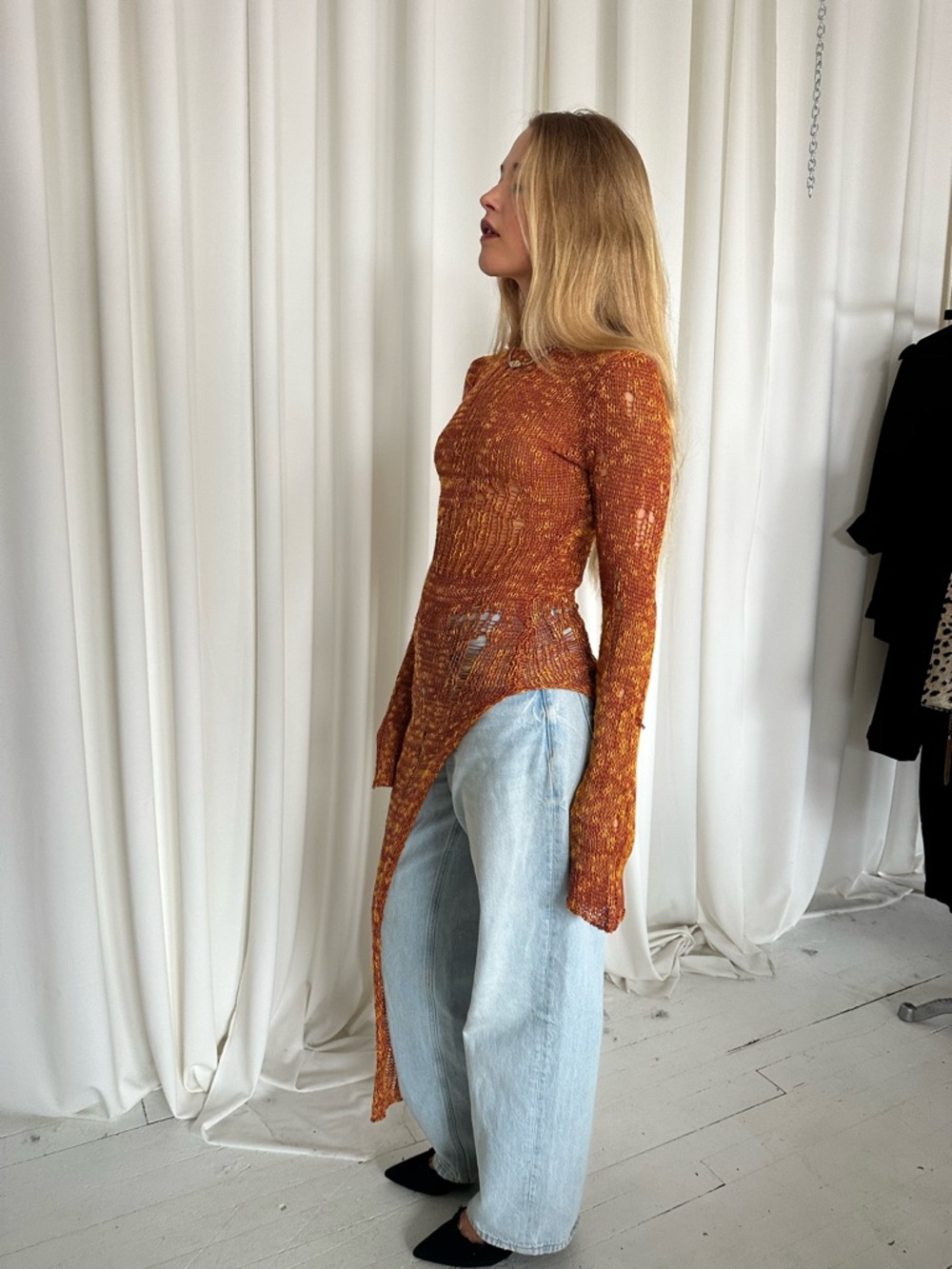 Knit Asymmetric Long Sleeve Top